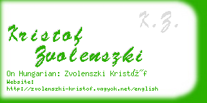 kristof zvolenszki business card